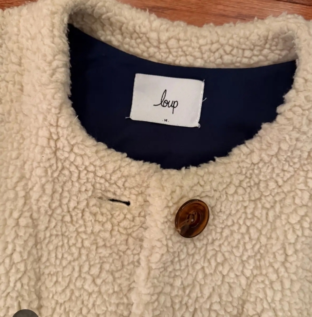Loup Carly Faux Shearling Button Up Coat Size S - Picture 3 of 10